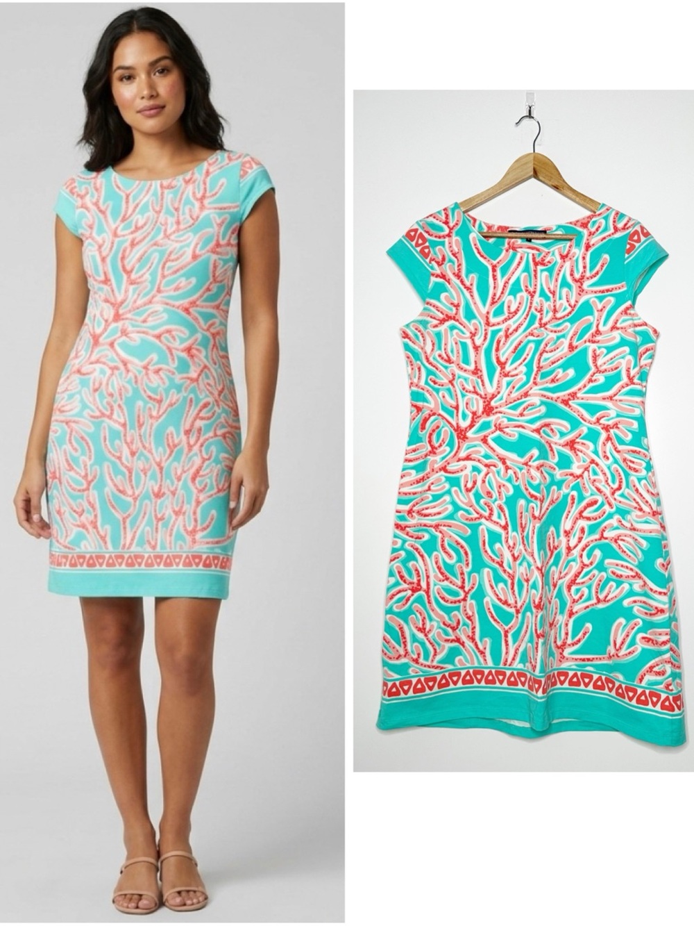 Barbara Erickson Coral Reef Knit Sheath Dress Size L